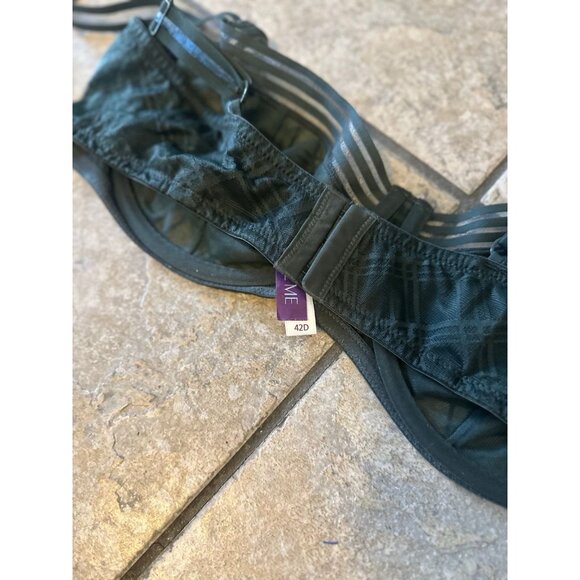 Adore Me 42D Bra Lot of 2 – Black Sheer Mesh Strappy + Green Lace Underwire NWOT - Picture 3 of 5